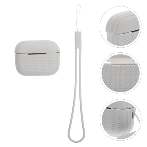 POPETPOP Silicone Earphone Charging Case Cover for Earbuds, Portable Protective Earbud Shell, Gray Earphone Protector Compatible with Apple Accessories