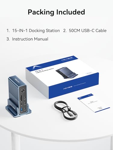 ACASIS USB C Docking Station Dual Monitor,15-in-1 Laptop Docking Station with 2*HDMI+DP,+ 2*USB3.1-10G+3*USB-A-5G+SD/TF+3.5MM Audio&MIC+Gigabit Ethernet, for Windows/Dell/HP/Lenovo
