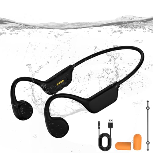 Bone Conduction Swimming Headphones, IPX8 Waterproof MP3 Player with Open-Ear Design, Bluetooth 5.4 Wireless Sports Earbuds for Swimming, Running, Cycling(Black)