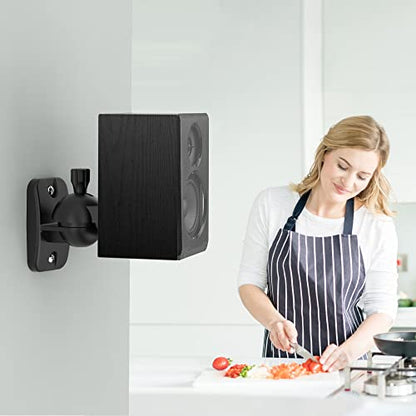 Speaker Wall Mount Brackets - Surround & Bookshelf Speaker Wall Mounts Kit, Holds up to 8 lbs, 2 Pack, Black - color: 2P-Black