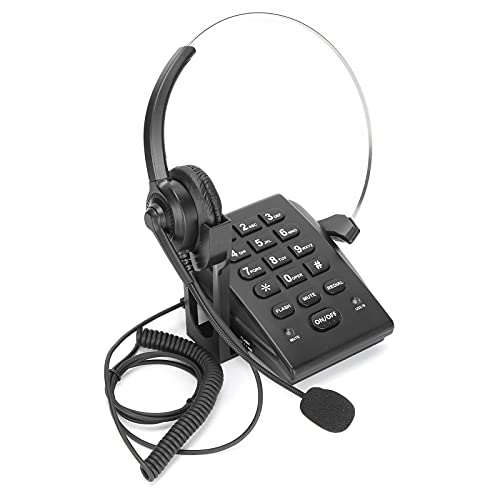 HT700 Corded Telephone with Headset Omnidirectional Microphone Call Center Phone Hands-Free Wired for Office Home, 330° Rotating Headset, Volume Adjustable, No Battery Needed