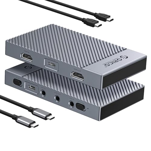 ORICO IS6 4K Portable HDMI Capture Card for Streaming, Dual 4K60Hz Inputs, USB C Game Capture Card with Audio Ports Compatible with PS5, Xbox, Switch, OBS Recording, Works on PC, Mac, Laptop, iPad