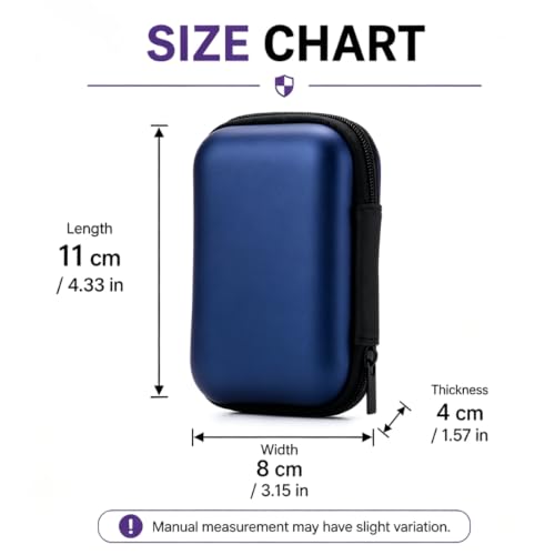 Headphone Case Hard Edge Zipper Bag Compact Portable Headset Storage Bag For Wireless,Headphones Earbuds Cables Charging Cable Travel Waterproof Commuting Home - color: Royalblue
