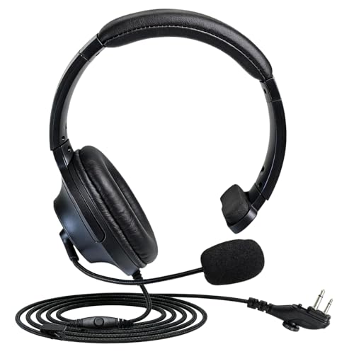 WODASEN Single Over The Ear Headset Noise Canceling Overhead Headphones with Boom Mic PTT for Hytera BD502 BD502i BD552i BD612i PD502 PD502i PD402i PD482i PD562i HYT TC-508 RCA RDR2500 Walkie Talkie