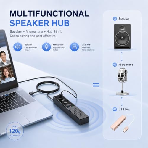 3 in 1 USB Computer Speaker with Microphone, PC Laptop Desktop Conference Speaker with Mic for Smart Home Office and Online Study,360 Degree Enhanced (Classic) - style: 9