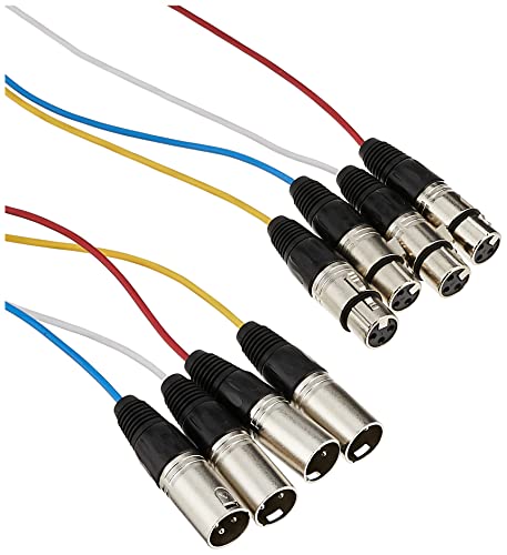 Monoprice 4-Channel XLR Male to XLR Female Snake Cable - 15 Feet - Black/Silver, Metal Connector Housings, Plastic and Rubber Cable Boots - size: 15 Feet