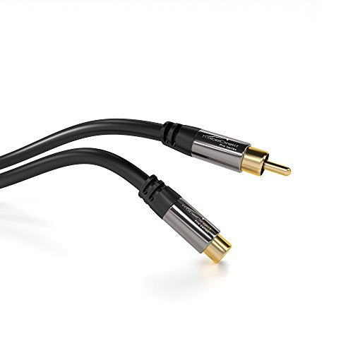 KabelDirekt – RCA Extension Cable – 6ft | Subwoofer/audio cable, RCA male to female, ideal for amplifier/HiFi, analog & digital - size: 6 Feet