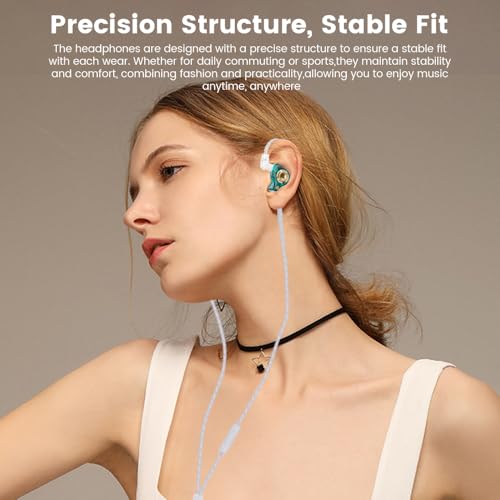 Qkz Ak6 Lucky in Ear Monitor, HiFi Wired Earbuds, Tunable Sound Wired Headphones Gaming Earbuds with 3-Level Adjusting Switch, Detachable Cable for Music Gaming Video Calling (Green) - color: Green