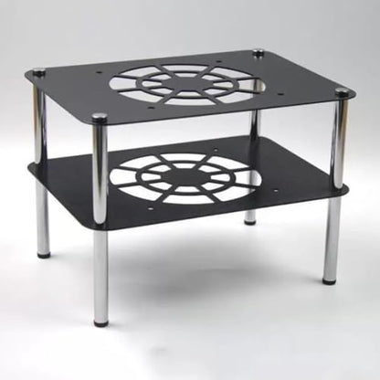 NILZA Mini Media Stand Aluminum alloy Audio Tower Black Audio Component Rack 1-3 Tier Rack Metal Holders Small Desktop Rack Stereo Component Cabinet For Audio Equipment(Black,2-Tier) - size: 2-Tier