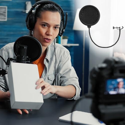 Sherr 4 Pcs Tripod Microphone Stand with Mic Clip and Windscreen