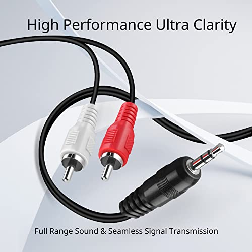 TNP RCA to Aux Cable (30 FT) - Male to Male 2 RCA to 3.5mm Adapter Connector Wire Cord - 2RCA Red and White Audio Cable to AUX Auxiliary Headphone Jack Plug Y Splitter Converter - size: 30FT