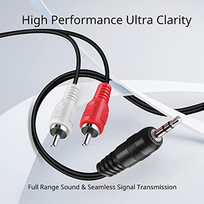 TNP RCA to Aux Cable (10 FT) - Male to Male 2 RCA to 3.5mm Adapter Connector Wire Cord - 2RCA Red and White Audio Cable to AUX Auxiliary Headphone Jack Plug Y Splitter Converter - size: 10FT