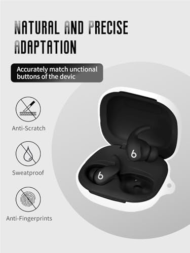 Case for Beats Powerbeats Fit Earbuds 2025 (White) | Soft Silicone Protective Cover with Carabiner and Lanyard, Shockproof - color: White