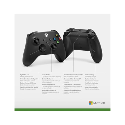 XBOX Wireless Gaming Controller | Carbon Black | Consoles, PCs, TVs, mobile, and more | Textured Grip | Wireless, Bluetooth, USB-C Connectivity - style: Carbon Black