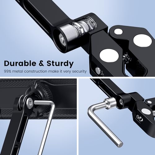 CreaDream iPad Holder for Mic Stand, Aluminum Tablet Holder for Mic Music | Adjustable Tablet Holder for Micphone Stand, Heavy Duty iPad Clip Attachment Compatible with Devices from 4.7 to 13 inch