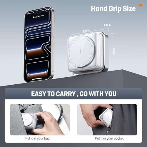 【2026 Upgraded】Wireless Charger 3 in 1, Foldable Wireless Charging Station with Light for Apple Magnetic Charger, Travel Magnetic Charger for iPhone 17/16/15/14/13/12 Apple Watch AirPods (20W Adapter) - color: white