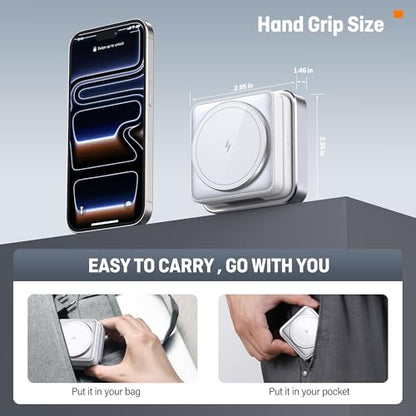 【2026 Upgraded】Wireless Charger 3 in 1, Foldable Wireless Charging Station with Light for Apple Magnetic Charger, Travel Magnetic Charger for iPhone 17/16/15/14/13/12 Apple Watch AirPods (20W Adapter) - color: white