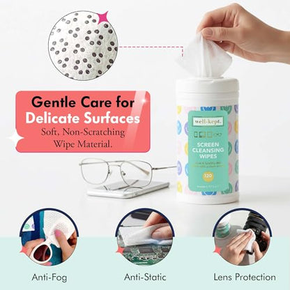 All Smile Tech & Lens Wipes canister for Glasses & Phones, 120 Count | Pre-moistened, lint-free wipes remove smudges without streaks or scratches. Safe for lenses, phones, tablets & screens - color: ALLSMILES