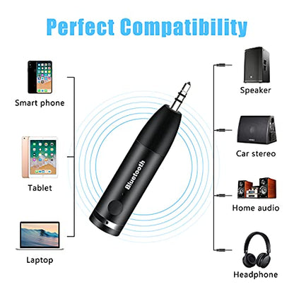 Bluetooth Aux Adapter, Wireless Bluetooth Car Adapter, Mini Portable 3.5mm Aux Receiver for Car, Headphones, Home Stereo Music System (Black)
