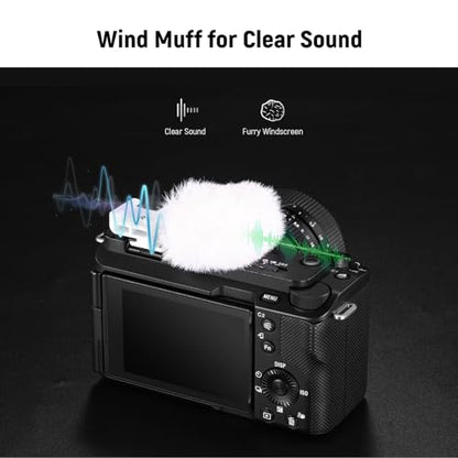 Neewer Cold Shoe Wind Muff for ZV Series Vlog Cameras, Microphone Furry Windscreen with Cold Shoe Mount Adapter Accessory Compatible with Sony ZV-1F ZV-E10 ZV-1 ZV-E1 ZV-1 II, CA133 White - style: CA133 White