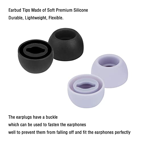 Earbud Cover Silicone Eartips for Galaxy Buds Pro Replacement Ear Tips Compatible with Samsung Galaxy Buds Pro Headphones Fit in Case Eartips Earbud Rubber Tips S M L 6 Pairs (Black+Purple) - color: Black+Purple