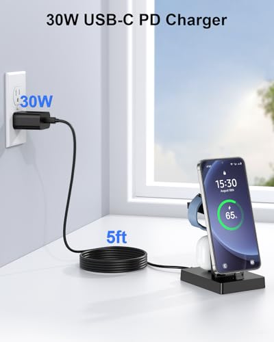 NANAMI 30W USB C 3 in 1 Charging Station for Samsung Devices | Android Devices Charging Station for Galaxy S26/S25/A37/A57/Z Flip8/Fold8, Galaxy Watch 8/7/6, Buds Pro, Not for Apple Watch