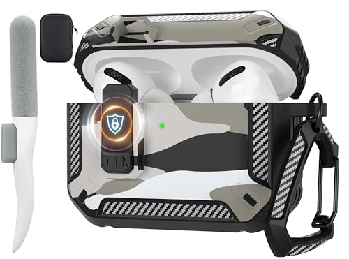 for AirPods Pro 3 Case with Magnetic Lock, Magsafe Compatible, Camo White - color: Camo White, size: AirPods Pro 3 Case 2025