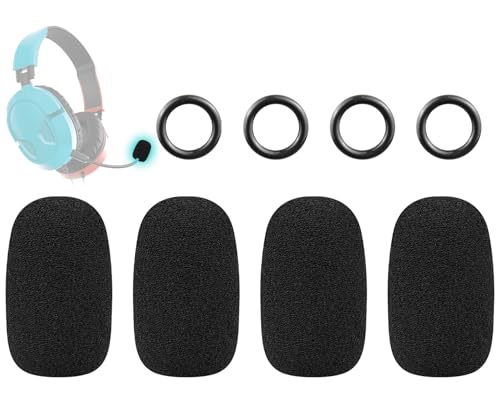 SOULWIT 4Pcs Mic Cover for Turtle Beach Recon/Stealth/Elite Pro Series Headphones, Protective Microphone Foam WindScreen Pop Filter for Turtle Beach X42/XO Seven/Atlas Air/Lightweight - Black