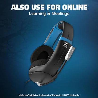 PDP Gaming AIRLITE Stereo Headset with Mic for Nintendo Switch/Lite/OLED - Wired Power Noise Cancelling Microphone, Lightweight, Soft Comfort On Ear Headphones (Moonlight Black/Blue) - color: Black and Blue