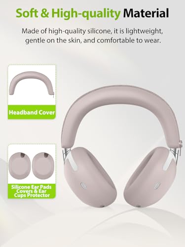 2-in-1 Silicone Protective Cover Set for Sony 1000X THE COLLEXION Headphones, Sweatproof Headband Cover + Integrated Ear Cups Protector (Ear Pads & Shell), Full Coverage(Rose-Grey) - color: Rose-Grey