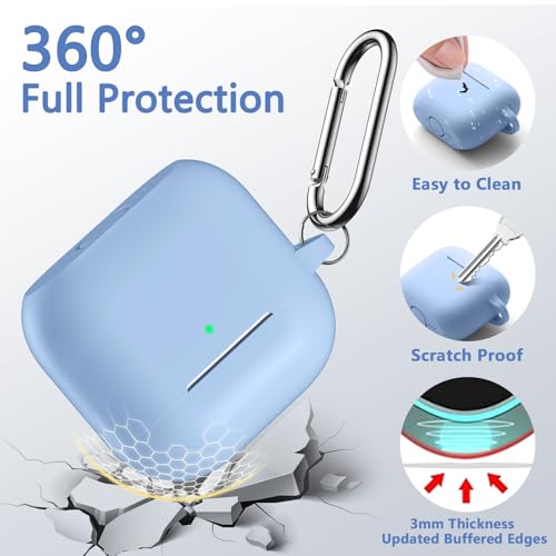 for Airpods 4th Generation Case Cover(2024),Soft Silicone Full Protective Case for AirPods 4 Case with Keychain & Cleaner Kit,Compatible with Apple Airpods 4 for Women,Men（Lilac） - color: Lilac