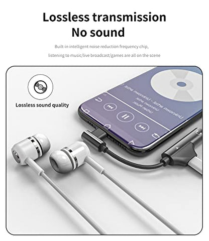 Lightning to 3.5mm Adapter(2in1) Charger Jack Cable Dongle for iPhone AUX Audio Headphone Splitter Cord Converter for Apple MFI Certified X 11 12 13 14 Pro Max for iPad Air Earphone Headset Connector