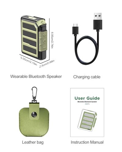 Wearable Bluetooth Speaker Mini Clip On Wireless Speaker, IPX5 Waterproof, 25H Playtime, Built in Mic for Hands Free Calls & Music, Ultra Portable Small Bluetooth Speakers for Outdoor & Jobsite Use
