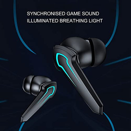 Keenso Low Latency Gaming Earbuds with Mic Wireless Headphones, Rich Bass, 5.2 Technology for Gaming Enthusiasts, ABS Material (Black) - color: Black