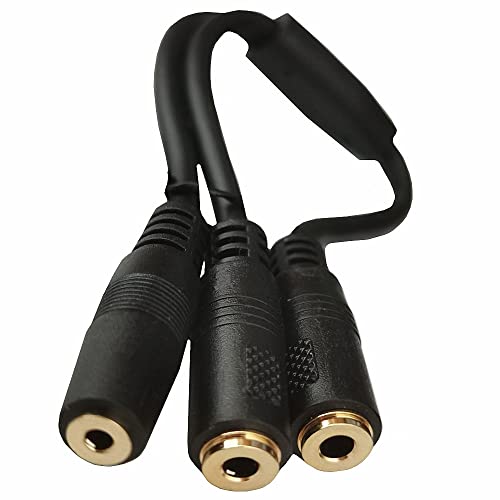 3.5mm 4Pole Female to 2.5mm Female & 3.5mm Female Y Splitter Audio Jack Adapter Cable (3.5 TRRS F/2.5 TRRS+3.5 TRRS F)