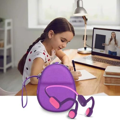 FBLFOBELI Kids Headphone Case for BAICLUD/Mehomeli/JusTalk/iClever/LOBKIN | Hard EVA Shell, Kids Bluetooth Air Conduction Open Ear Headphones Case, Shockproof & Water-Resistant, Purple - color: Purple