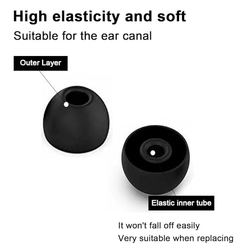 Replacement Eartips Silicone Earbuds Buds Set Compatible with Beats Powerbeats Pro Wireless Earphones, Replacement Ear Tips for Beats Flex Earbuds Replacement Tips (Black 8pcs) - color: Black