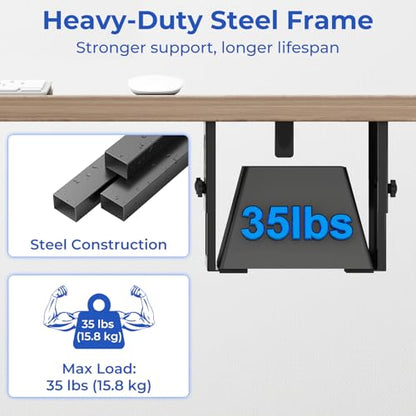 Metal Under Desk Mount for NAS Adjustable Mounting Bracket for Desktop NAS 1/2/4 Bay Network Attached Storage Under Desk Holder for NAS/Small PC/SFF Desktop Tower/CPU/UPS and More with Cable Ties