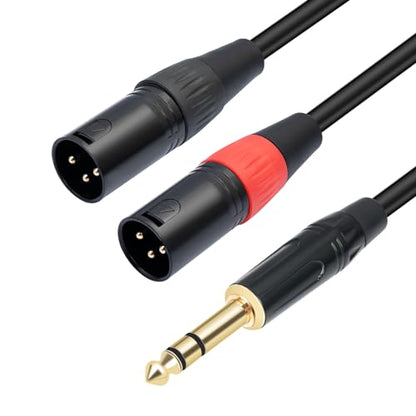 1/4 TRS to Dual XLR Male Y-Splitter Stereo Breakout Cable 1/4 inch(6.35mm) to 2 XLR Patch Cable 10FT - size: 10FT