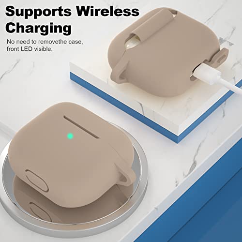Compatible with AirPods 3 Case, Protective Silicone Cover for AirPods 3rd Generation Case 2021, Wireless Charging - Tan - color: C-Tan