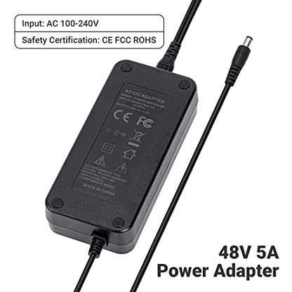 Fosi Audio 48V 5A Power Adapter Supply for Home Audio Bluetooth Stereo Receiver Amplifier Mini Hi-Fi Class D Integrated Amp