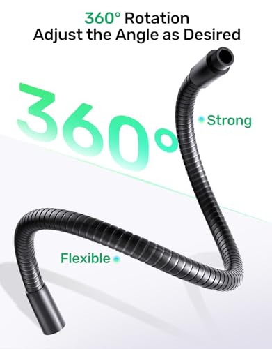 19 Inch Gooseneck Microphone Holder for Podium, 【Heavy-Duty】 2.5 lb Max | Thickened Aluminum Flexible Gooseneck, with 1/4" and 3/8" Adapters, Desk Clamp, Ideal for Gaming, Podcast, Streaming