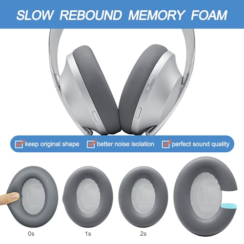 GEVO Ear Pads Replacement for Bose NC700, Silver | Earpads for Bose Noise Cancelling Headphones 700, Soft Protein Leather, High-density Memory Foam - color: Silver