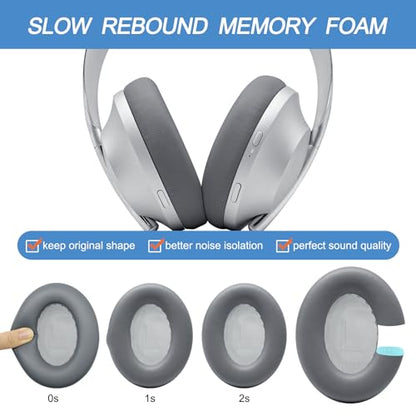 GEVO Ear Pads Replacement for Bose NC700, Silver | Earpads for Bose Noise Cancelling Headphones 700, Soft Protein Leather, High-density Memory Foam - color: Silver