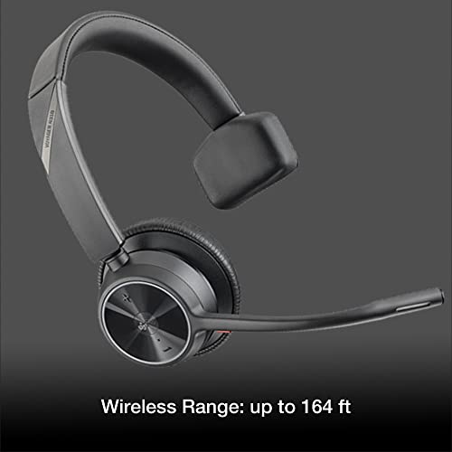 Poly Voyager 4310 Plantronics UC Wireless Bluetooth Mono Headset (USB-A) Teams - Bundled w/Global Teck Microfiber - Compatible Deskphone, PC/Mac, for Zoom, RingCentral, Vonage - color: Mono - No Charging Stand