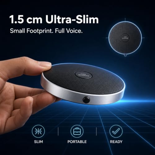 360° Computer Microphone for Desktop , USB Conference PC Mic, Noise-Canceling Technology, Recording, Skype, Online Class, Court Reporter, Plug & Play, Compatible with Windows/PC/Desktop/Laptop - size: Square