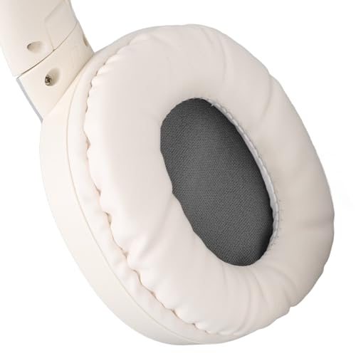 Sanpyl Foldable Gaming Headset with Detachable Microphone, Gaming & Mobile Headset, Portable Gaming Headphones, Noise Reduction Soft Cushion (Beige)
