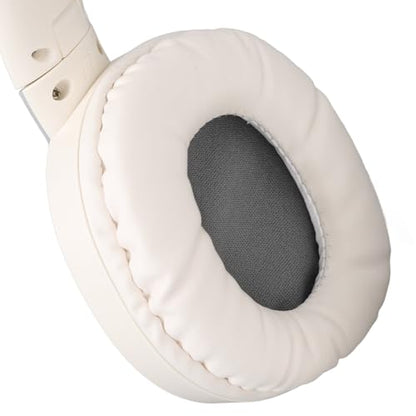 Sanpyl Foldable Gaming Headset with Detachable Microphone, Gaming & Mobile Headset, Portable Gaming Headphones, Noise Reduction Soft Cushion (Beige)