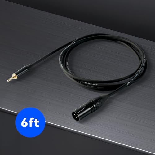XLR Male to 1/8"(3.5mm) TRS Stereo Male Jack Mic Cable, Audio Cord 2M | Balanced Gold-Plated Plugs,Clear Sound, Low Noise,Tight Fit, Flexible PVC, For Amplifier, Laptop, Speaker - size: 6 Feet, style: XLR Male