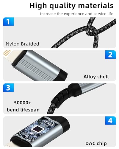 USB C Lightning to 3.5mm Audio Adapter(2in1) for iPhone 16 15 14 13 Pro Max AUX Headphone Jack Cable for Apple Dongle Car Microphone Female Connector Compatible for Samsung Adaptor Headset Adaptador